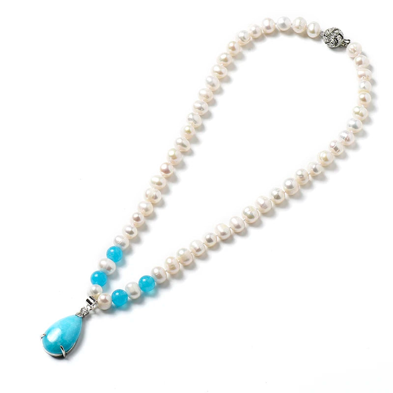 Light Freshwater Pearl Pendant - Droplet-shaped Transparent Gloss