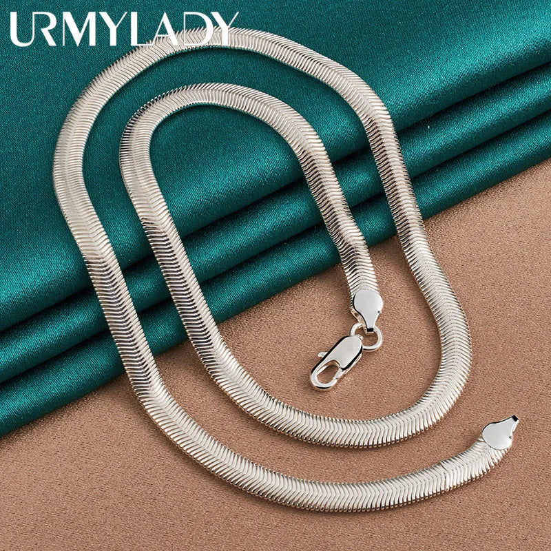 925 Sterling Silver Smooth Snake Necklace Chain Set 6mm