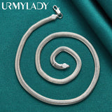 925 Sterling Silver Smooth Snake Necklace Chain Set 6mm