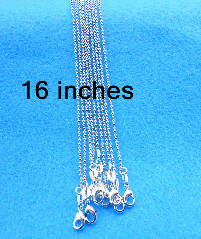 925 Sterling Silver BEADS Necklace Chain Unisex Jewelry 10Pcs