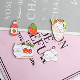 16-30MM 50Pcs Glazing KC Alloy Cat Cake Fruits Style Pendants Jewelry Charms