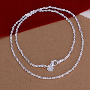 16-30in 925 Silver Charm Rope Chain Necklace for Women Men Pendant Jewelry
