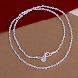 16-30in 925 Silver Charm Rope Chain Necklace for Women Men Pendant Jewelry