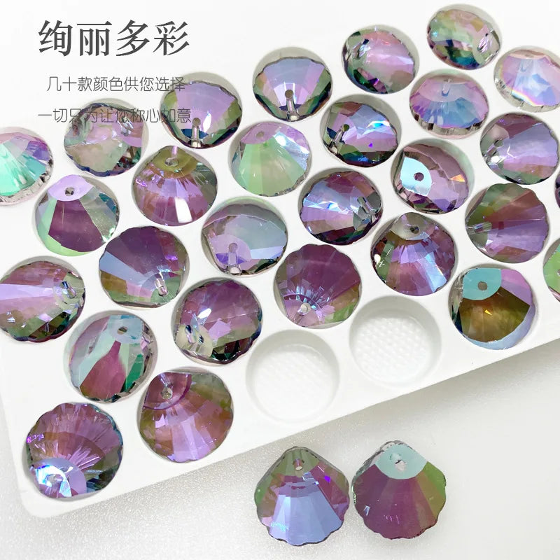 Crystal Shell Beads Pendant Colored Glass for DIY Jewelry Making