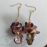 Colorful Baroque Petal Pearl Earrings 18k Hook Dangle Flawless Women