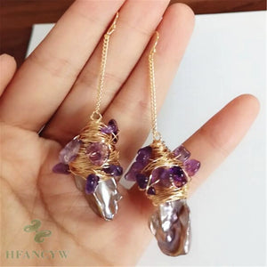Colorful Baroque Petal Pearl Earrings 18k Hook Dangle Flawless Women