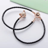 925 Sterling Silver Bracelet Leather With Lioness Clasp