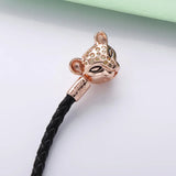 925 Sterling Silver Bracelet Leather With Lioness Clasp