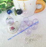 Purple Glass Bubble Pendant with Cap, DIY Perfume Necklace Charm