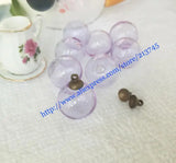 Purple Glass Bubble Pendant with Cap, DIY Perfume Necklace Charm