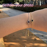 Personalized Circle Photo Bracelet Stainless Chain Projection Gift