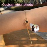 Personalized Circle Photo Bracelet Stainless Chain Projection Gift