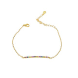 Adjustable 925 Sterling Silver Bracelet Rainbow Bar Charm Link Chain Bracelet
