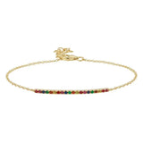 Adjustable 925 Sterling Silver Bracelet Rainbow Bar Charm Link Chain Bracelet