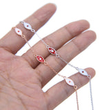 925 Sterling Silver Red Enamel Evil Eye Charm Bracelet