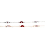 925 Sterling Silver Red Enamel Evil Eye Charm Bracelet
