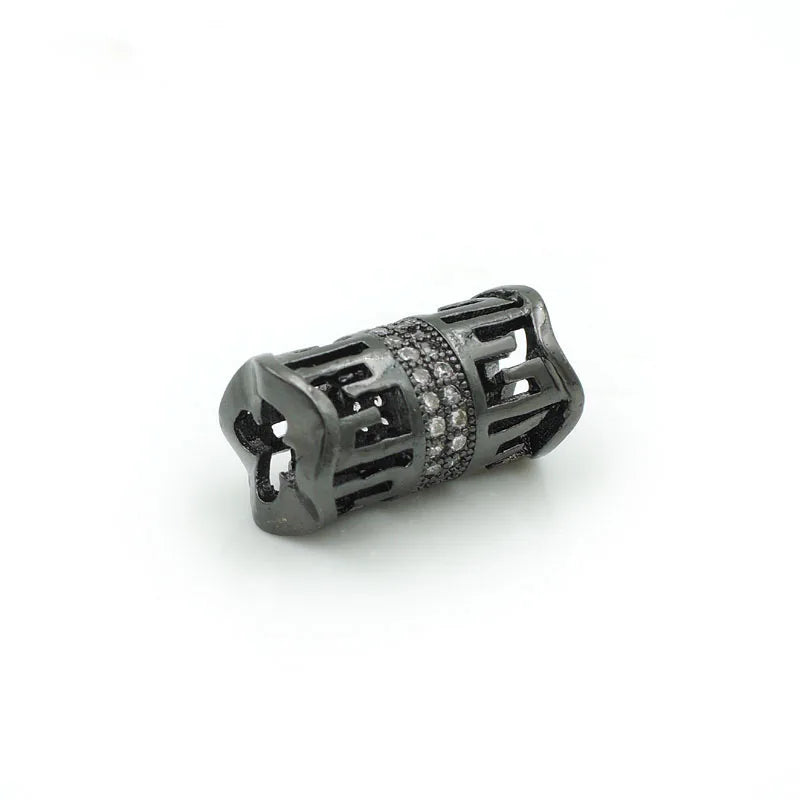 8mm Micro Pave Clear CZ Tube Beads for DIY Bracelets