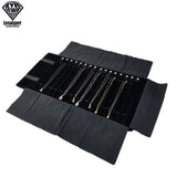 16 Bits Velvet Jewelry Roll Bag Gray Pendant Bracelet Storage