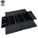 16 Bits Velvet Jewelry Roll Bag Gray Pendant Bracelet Storage