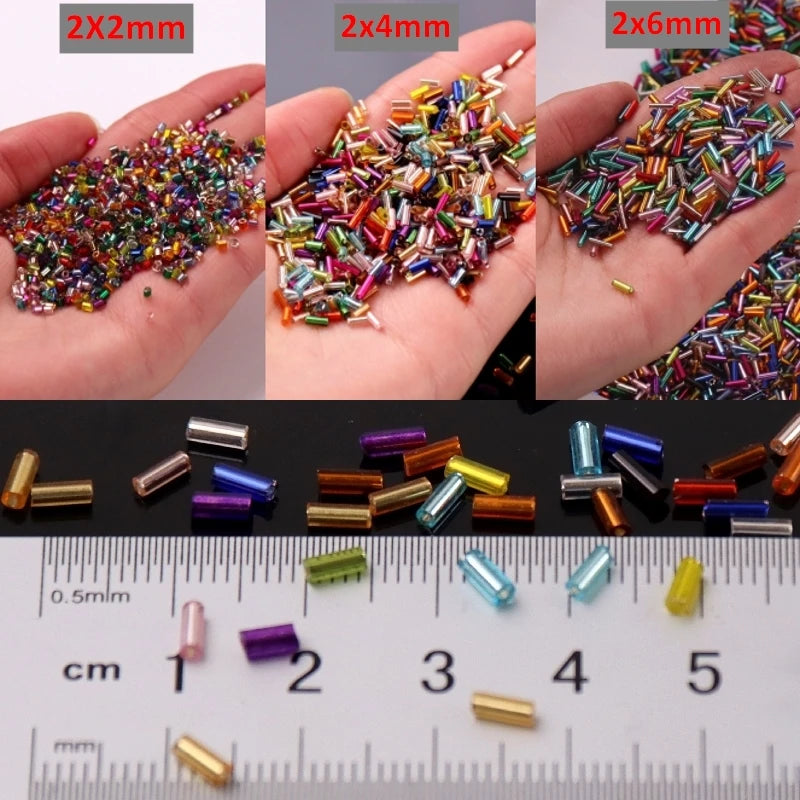 450g Glass Bugles Beads Tube Straight Glass Seed Bugle for DIY Jewelry Making