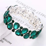 Crystal Cuff Bangles Tear Drop Bracelet Women Stretch Bangle Indian Bridal