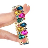 Crystal Cuff Bangles Tear Drop Bracelet Women Stretch Bangle Indian Bridal