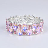 Crystal Cuff Bangles Tear Drop Bracelet Women Stretch Bangle Indian Bridal