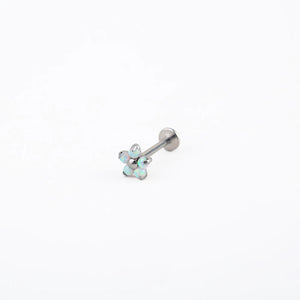 Opal CZ Flower Labret Earrings Titanium Screw