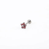 Opal CZ Flower Labret Earrings Titanium Screw