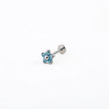 Opal CZ Flower Labret Earrings Titanium Screw