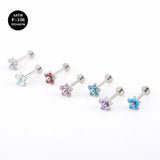 Opal CZ Flower Labret Earrings Titanium Screw