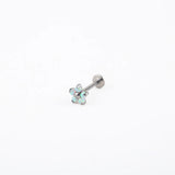 Opal CZ Flower Labret Earrings Titanium Screw
