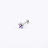 Opal CZ Flower Labret Earrings Titanium Screw