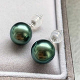 16MM Peacock Shell Pearl Stud Earrings 925 Silver Classic Jewelry