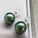 16MM Peacock Shell Pearl Stud Earrings 925 Silver Classic Jewelry