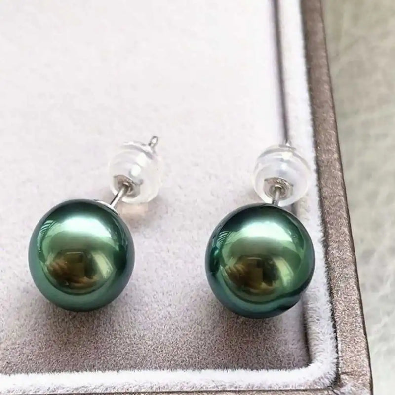16MM Peacock Shell Pearl Stud Earrings 925 Silver Classic Jewelry