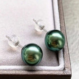 16MM Peacock Shell Pearl Stud Earrings 925 Silver Classic Jewelry