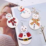 16 Pairs Christmas Earrings Dwarf Snowflake PU Leather Ornaments