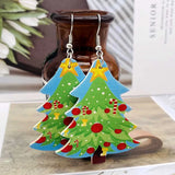 16 Pairs Christmas Earrings Dwarf Snowflake PU Leather Ornaments