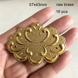 16 Pcs Brass Stamping Clouds Ornament 57x43mm Raw Brass Embellishment