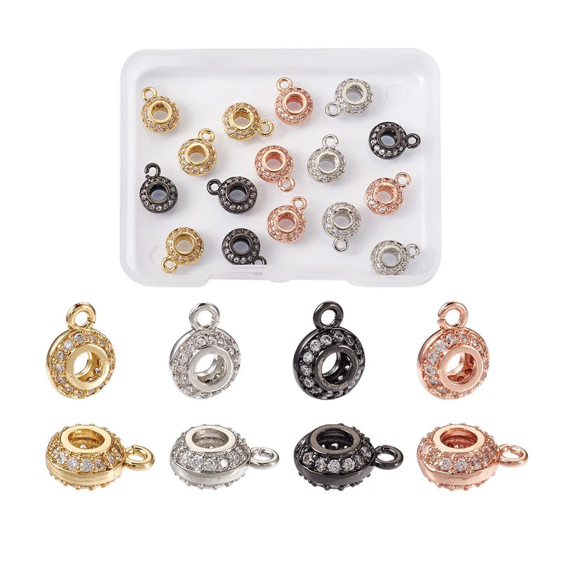16 Pcs Round Brass Charms Spacer Bead Connector for DIY Jewelry Making