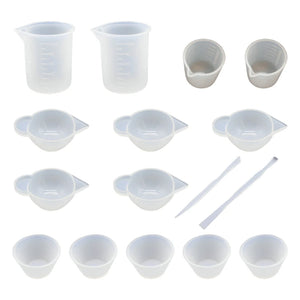16 Pcs Silicone Measuring Cups Mixing Cup Dispensing Stirrer DIY UV