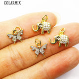 16 Pcs Zirconia Animal Necklace Charms Pendant Jewelry Women Accessories