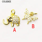 16 Pcs Zirconia Animal Necklace Charms Pendant Jewelry Women Accessories