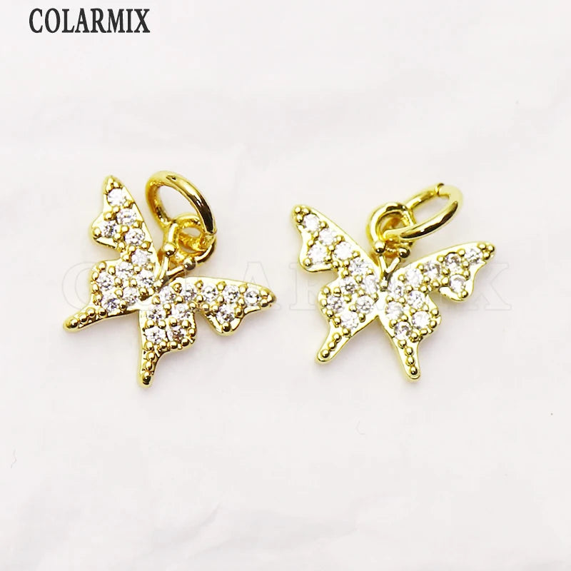 16 Pcs Zirconia Animal Necklace Charms Pendant Jewelry Women Accessories