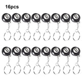 16 Pcs No. 8 25mm Billiard Ball Keychain Car Home Pendant Sports Jewelry
