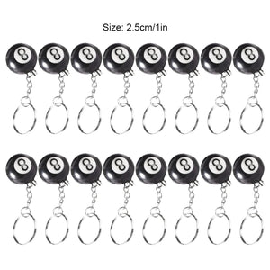 16 Pcs No. 8 25mm Billiard Ball Keychain Car Home Pendant Sports Jewelry