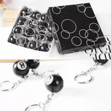 16 Pcs No. 8 25mm Billiard Ball Keychain Car Home Pendant Sports Jewelry