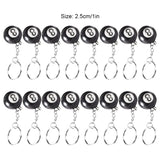 16 Pcs No. 8 25mm Billiard Ball Keychain Car Home Pendant Sports Jewelry