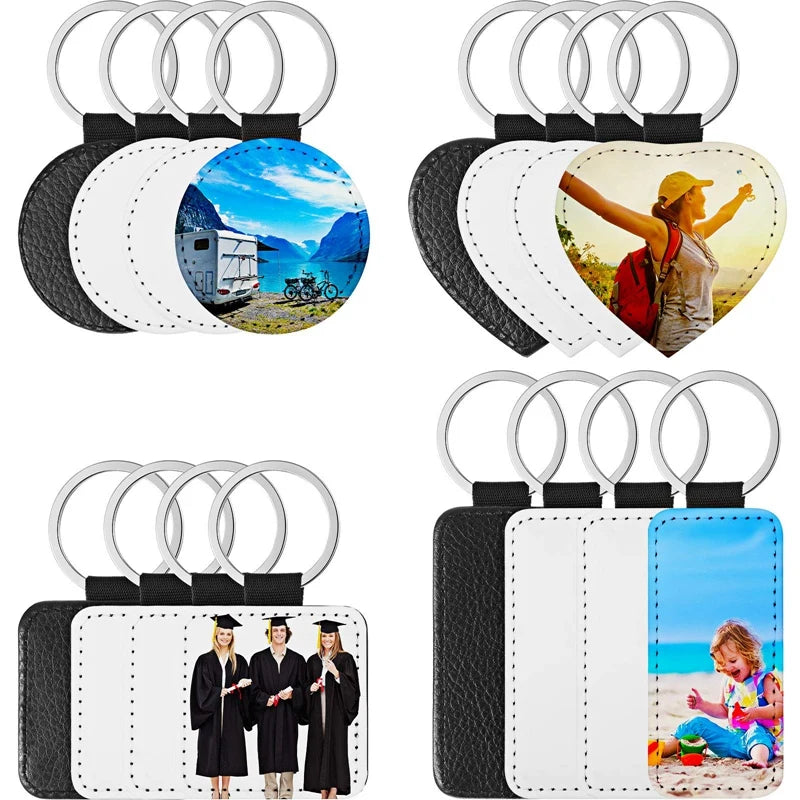 16 Sublimation Blanks Keychain PU Leather Keyring DIY Craft